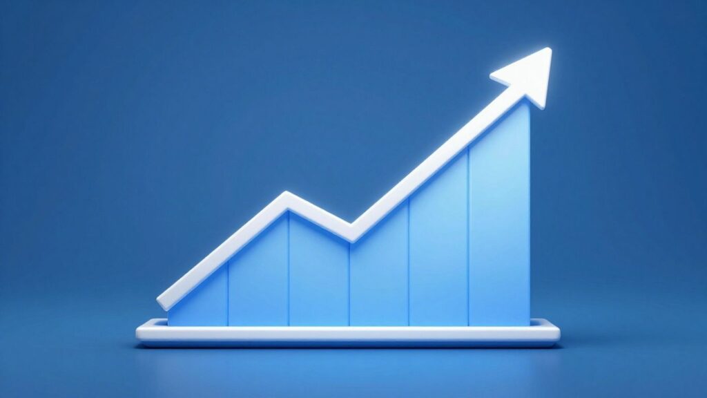 Gráfico financiero ascendente con base sólida.