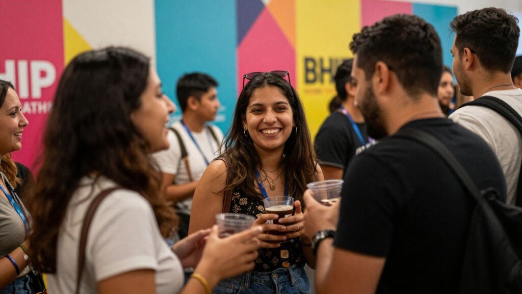 Gente sonriendo en un evento de bHIP.